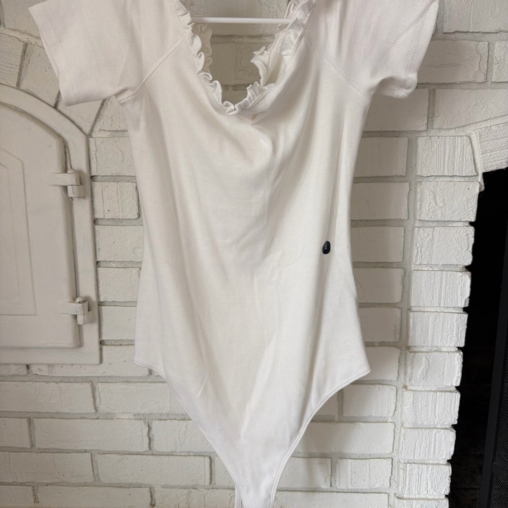 Abercrombie Off the Shoulder White Ruffle Bodysuit